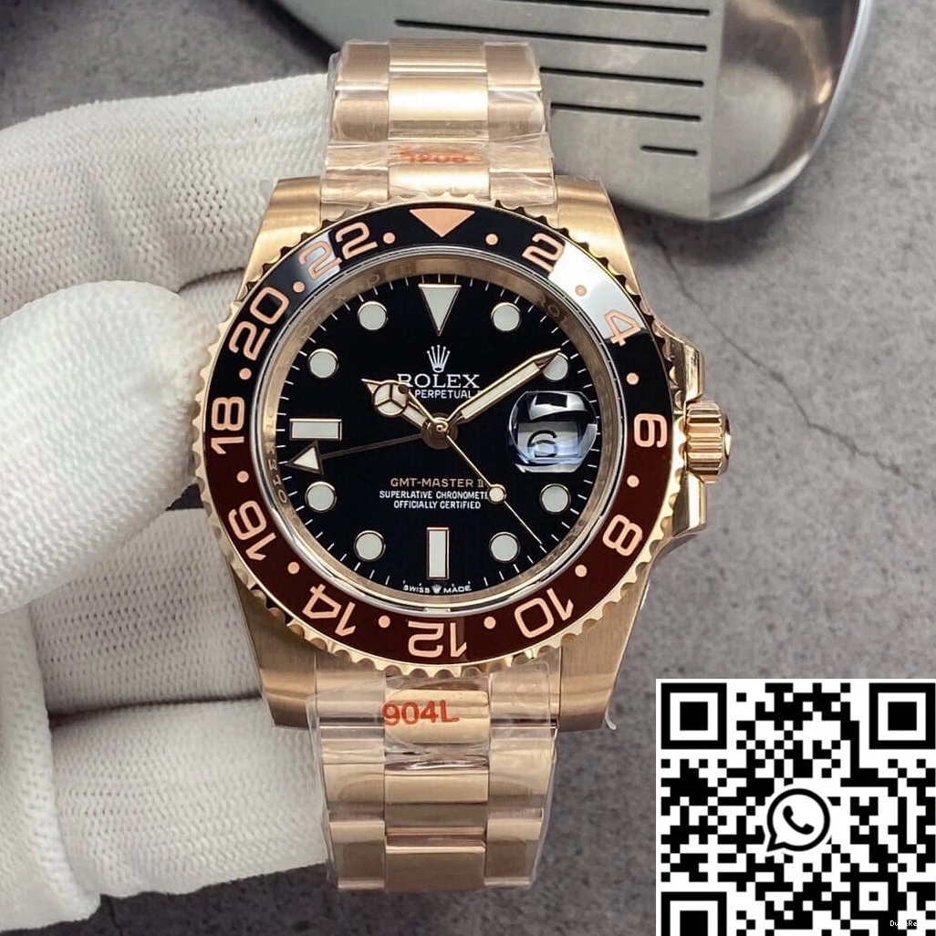 Rose GM 126715CHNR-0001 Master GMT Factory II Gold Dial Rolex Black 0906